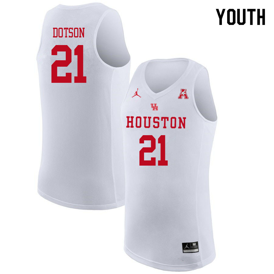 Jordan Brand Youth #21 Damyean Dotson Houston Cougars College Basketball Jerseys Sale-White